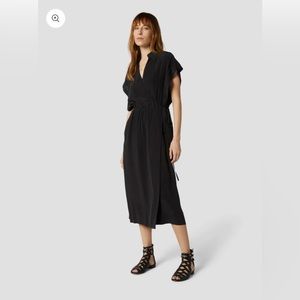 NWT Equipment Karine Silk Midi-Length Dress in Black